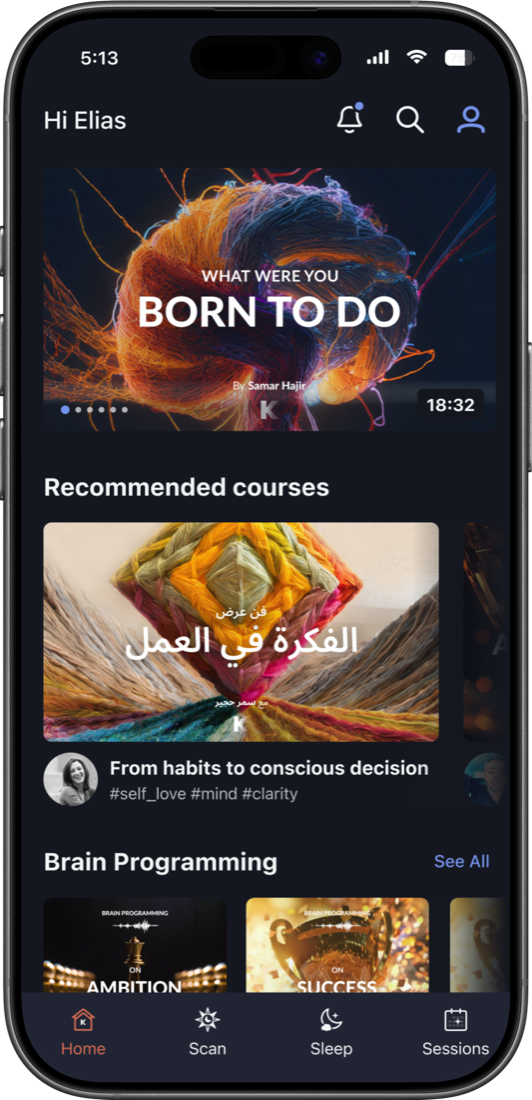Kewaar meditation app on phone