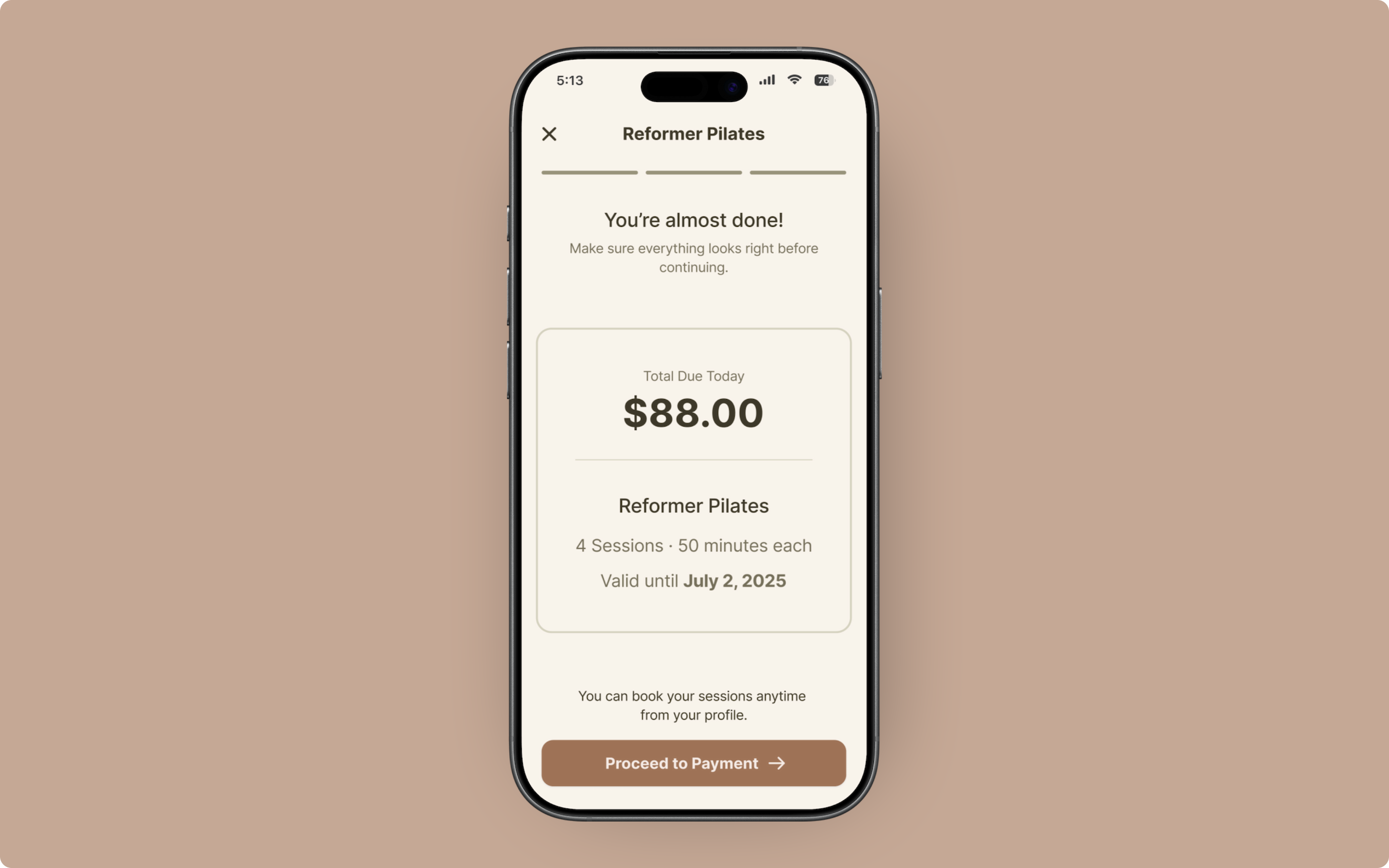 Nu checkout mobile screen