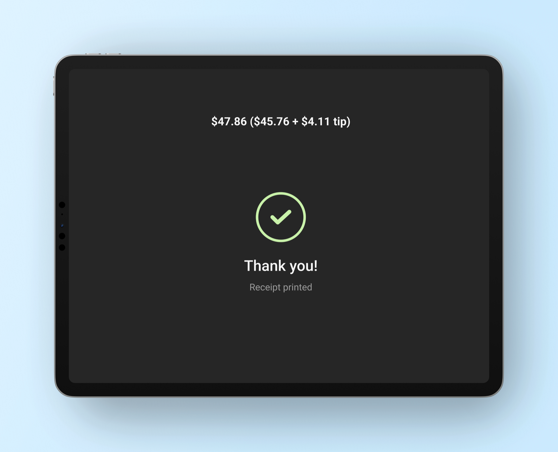 POS payment success confirmation screen