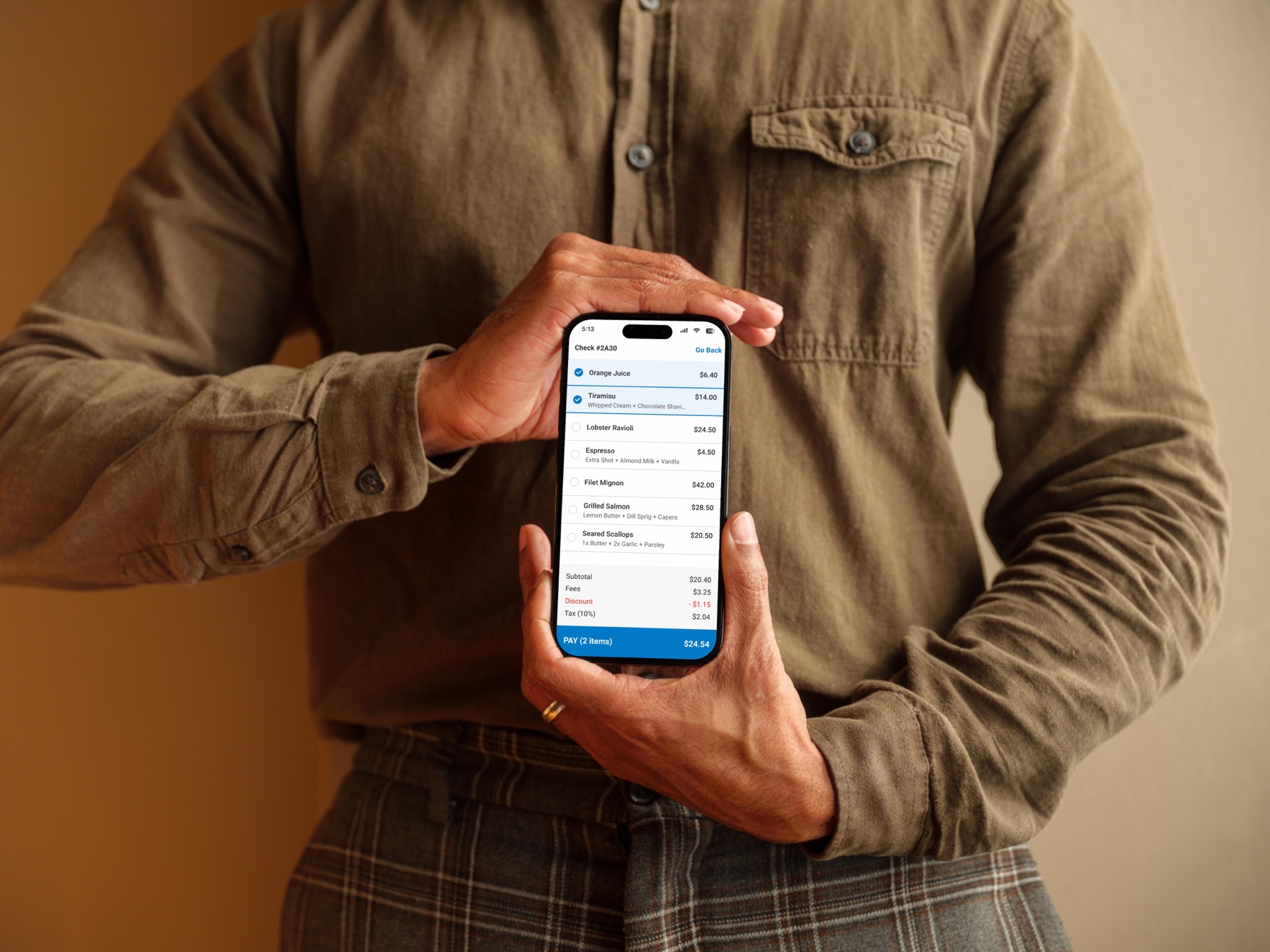 Guest self-service payment mode on handheld POS