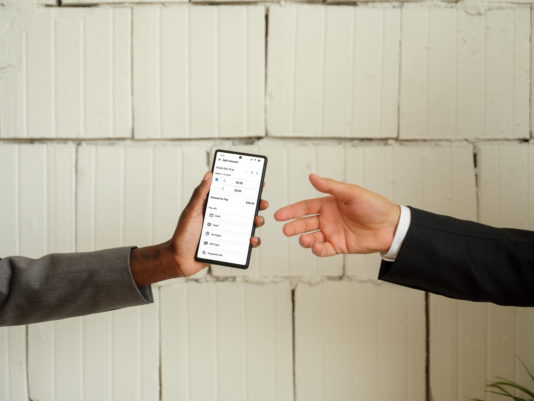 POS amount split payment flow