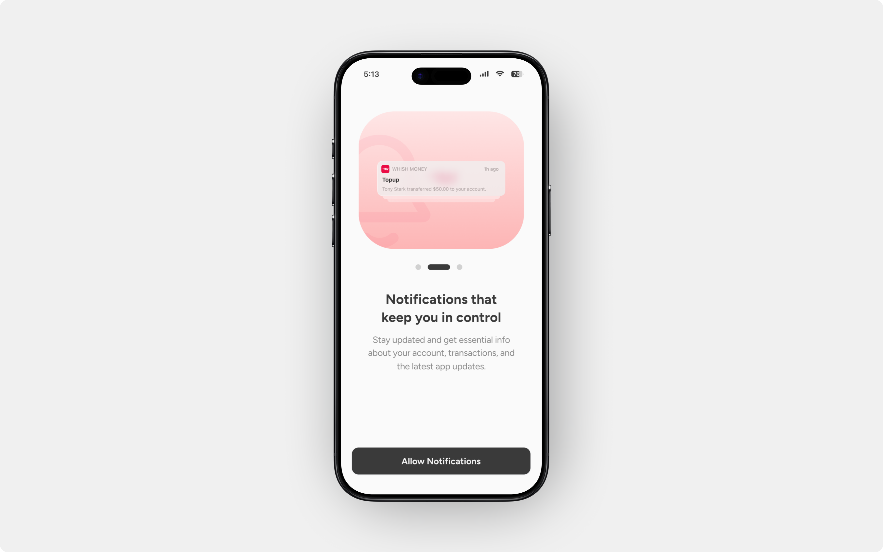 Whish notifications screen